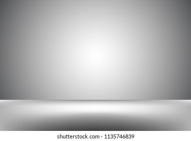 White grey gradient studio showcase room background with dark and light on wall and floor texture abstract, empty space, can use for display your products. illustration Vector EPS 10