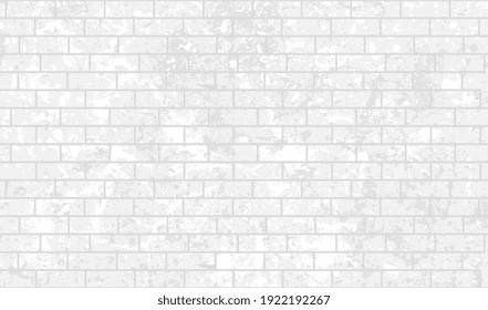White grey grunge brick wall background. Vector old texture design