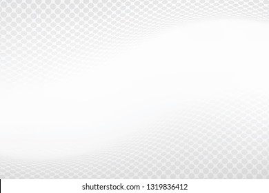White and grey halftone background. Elegant wavy dotted backdrop design. Modern vector illustration.