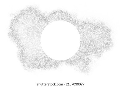 White And Grey Halftone Dotted Backdrop. Space For Text. Abstract Polka Dots Pattern. Pop Art Style Background. Silver Explosion Of Confetti. Vector Illustration, Eps 10. 
