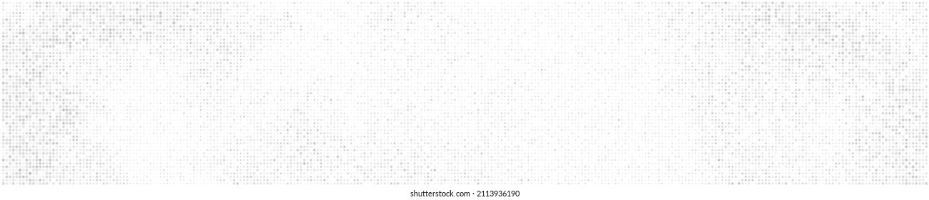 White And Grey Halftone Dotted. Panoramic Background. Abstract Polka Dots Pattern. Pop Art Style Backdrop. Wide Horizontal Long Banner. Vector Illustration, Eps 10. 