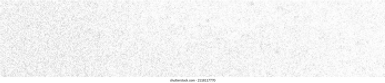 White And Grey Halftone Dotted. Panoramic Background. Abstract Square Dots Pattern. Pop Art Style Backdrop. Wide Horizontal Long Banner. Vector Illustration, Eps 10. 