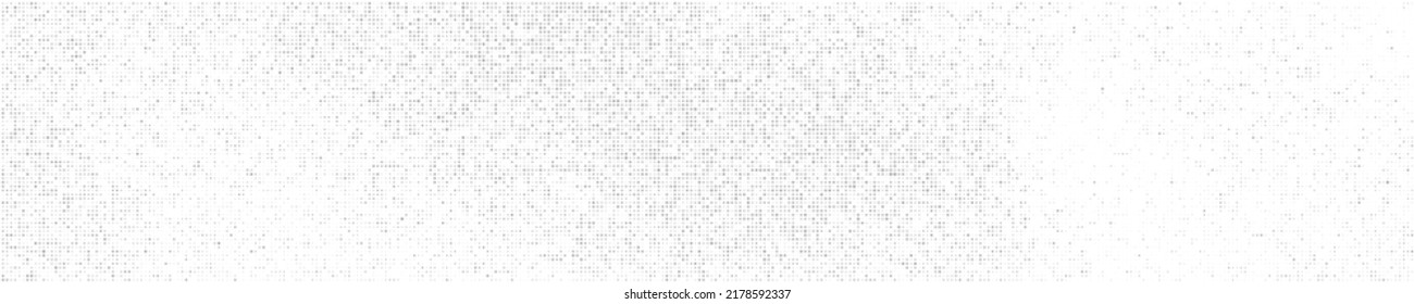 White And Grey Halftone Dotted. Panoramic Background. Abstract Polka Dots Pattern. Pop Art Style Backdrop. Wide Horizontal Long Banner. Vector Illustration, Eps 10. 