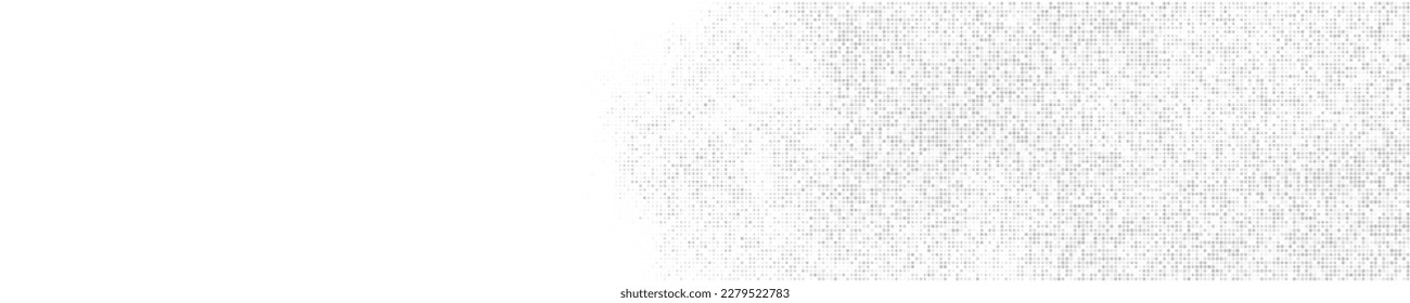 Weiß und Grau halftone dotted. Panoramahintergrund. Abstraktes Polka Dots Muster. Pop Art Style Hintergrund. Breiter horizontaler Langbanner. Vektorgrafik, EPS10. 