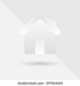White grey house with shadow, vector illustration