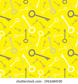 Claves blancas y grises sobre fondo amarillo. Patrón simple sin fisuras. Ilustración vectorial.