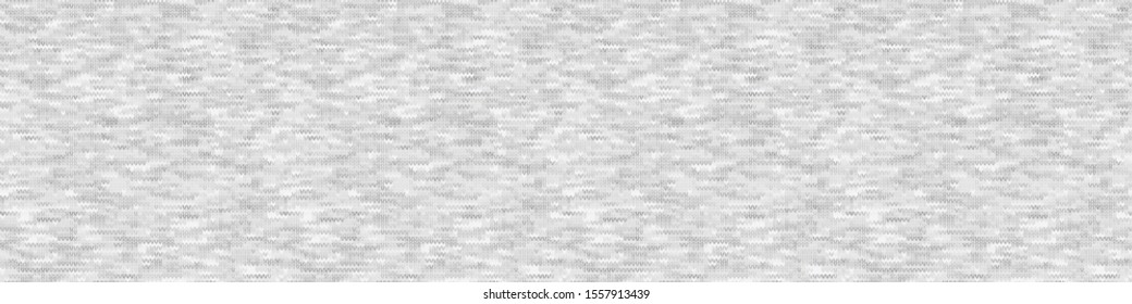 White Grey Marl Heather Border Texture Background. Faux Cotton Fabric with Vertical T Shirt Stripe. Vector Pattern Design. Light Gray Melange Space Dye Edging Trim for Textile Effect. Vector EPS 10
