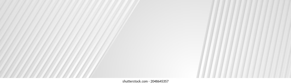 White grey minimal stripes abstract technology geometric background. Vector banner design