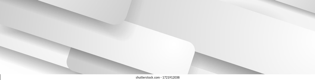 White and grey paper geometric stripes abstract background. Vector banner design