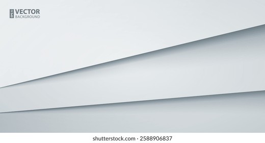 White and grey paper layers with realistic shadows abstract background. RGB EPS 10 vector illustration
