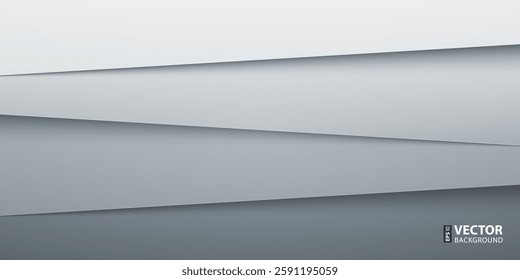 White and grey paper layers with realistic shadows abstract background. RGB EPS 10 vector illustration