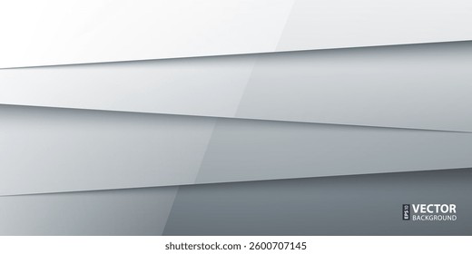 White and grey paper layers with realistic shadows abstract background. RGB EPS 10 vector illustration