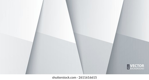 White and grey paper layers with realistic shadows abstract background. RGB EPS 10 vector illustration