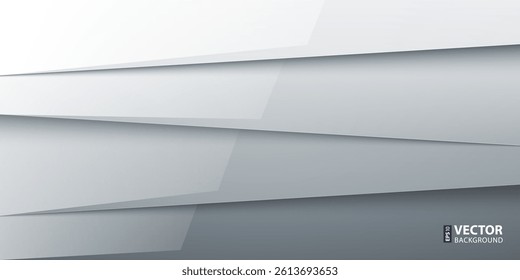 White and grey paper layers with realistic shadows abstract background. RGB EPS 10 vector illustration