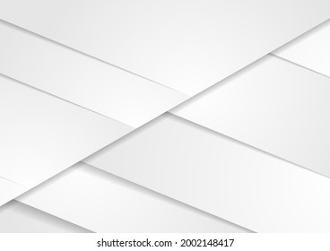 Die Streifen aus weißem und grauem Papier sind abstrakter geometrischer Hintergrund. Vektortechnik-Design