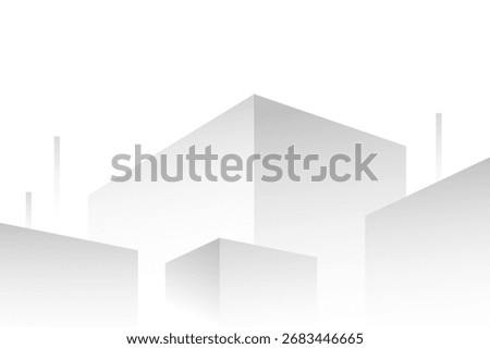 White and grey perspective room shape abstract background. banner modern design. vector illustration