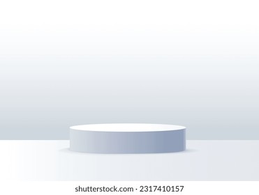 Podio gris blanco sobre mesa blanca en salas abstractas. Formas geométricas vectoriales.Escenario para el escaparate, Pantalla de producto.