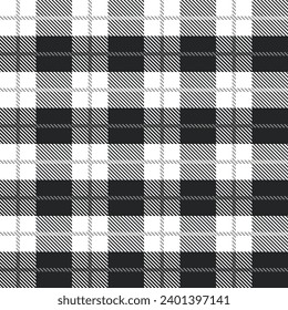White and grey Scotland textile seamless pattern. Fabric texture check tartan plaid. Abstract geometric background for cloth, fabric. Monochrome graphic repeating design. Modern squared ornament.