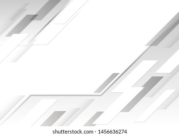 White and grey shiny technology motion background. Vector design.