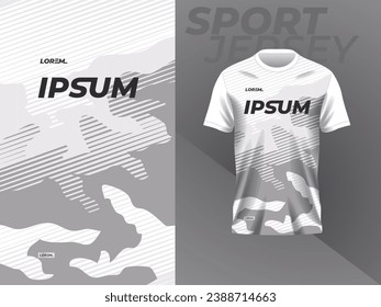 white and grey shirt sport jersey mockup template design for soccer, football, racing, gaming, motocross, cycling, and running 