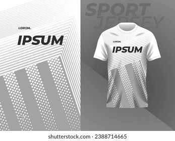 white and grey shirt sport jersey mockup template design for soccer, football, racing, gaming, motocross, cycling, and running 