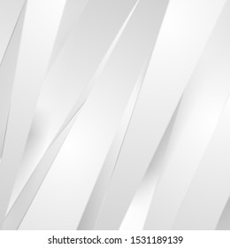 Weiße und graue glatte Streifen abstraktes geometrisches Grafikdesign. Vektorhintergrund