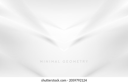 White and grey smooth stripes abstract minimal geometric background. Futuristic vector design