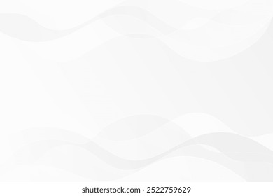 White and grey soft waves subtle background. Flowing dynamic curvy lines for websites and social media