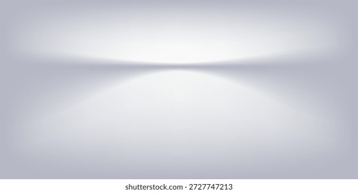 Weiß-graues Studiozimmer. Heller Limbo-Hintergrund. Abstrakter 3D-Farbverlauf für die Produktpräsentation. Minimale Wandszenenbeleuchtung. Schaukasten, Promotion-Anzeige.

