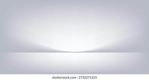 Quarto de estúdio branco cinzento. Fundo de luz do limbo. Fundo de gradiente 3d abstrato para apresentação do produto. Mínimo de holofotes de cena de parede. Exibição, exibição de promoção.