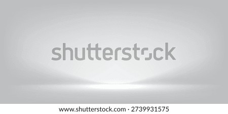 White grey studio room. Limbo light background. Abstract 3d gradient backdrop for product presentation. Minimal wall scene spotlight. Showcase, promotion display. 