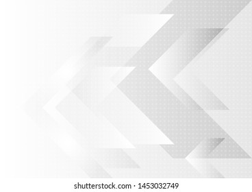 White and grey tech arrows abstract modern background.