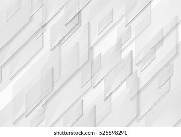 White and grey tech motion shapes graphic design. Abstract geometric vector background