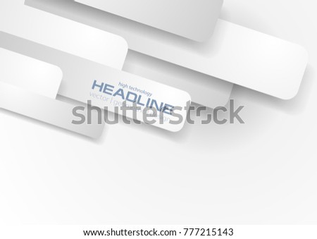 White and grey tech paper abstract background. Minimal vector graphic design