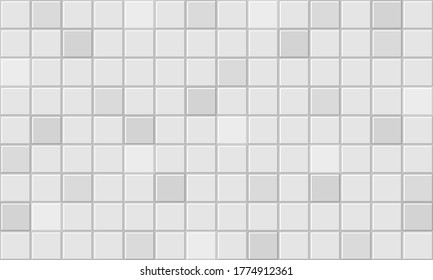 Paredes o suelos de baldosas blancas y grises para el baño, el aseo, la cocina o la piscina. Superficie de mosaico cuadrada, patrón de rejilla cerámica
