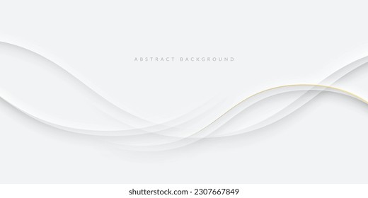 White and Grey Wave Abstract Background, Elegant Graphic Design with Soft Curves, Line Patterns, and Text Space