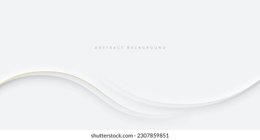 White and Grey Wave Abstract Background, Elegant Graphic Design with Soft Curves, Line Patterns, and Text Space