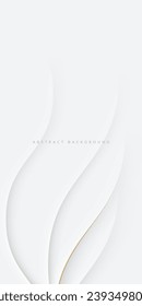 White and Grey Wave Abstract Background, Elegant Graphic Design with Soft Curves, Line Patterns, and Text Space