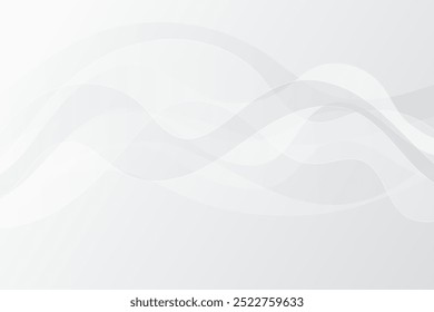 White and grey waves soft subtle background. Flowing dynamic curvy lines for websites and social media