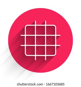 White Grid graph paper icon isolated with long shadow. Red circle button. Vector Illustration