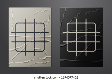 White Grid graph paper icon isolated on crumpled paper background. Paper art style. Vector Illustration