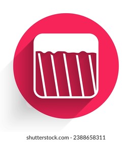 White Ground icon isolated with long shadow background. Red circle button. Vector