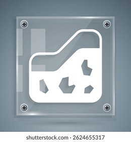 White Ground icon isolated on grey background. Square glass panels. Vector