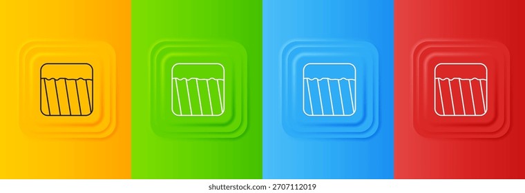 Icono de tierra blanca aislado en fondo colorido. Establecer íconos en Botones cuadrados. Vector