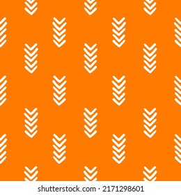 White group of arrows seamless pattern with orange background.