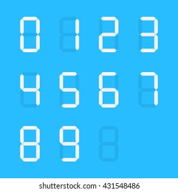 white group of simple digital numbers. concept of vintage one, two, four, five, six, nine, zero, web numeric. flat style trend modern logo graphic design element vector illustration on blue background
