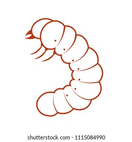 White Grub Outline Icon. Lawn Pest Control Clipart Isolated On White Background