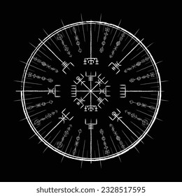White grunge background with ink blots and abstract black brushed symbol. Old norse viking mythology wallpaper with rune symbol. Tattoo sample pattern design