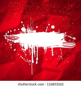 White grunge banner with copy space on abstract red background. Vector illustration.