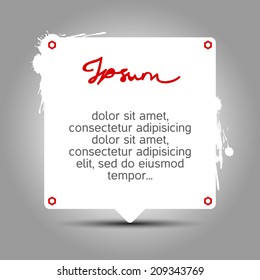 White grunge banner. Square bubble with blots for text.